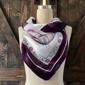 ROMA Beautiful Sheer Purple lavander Tulips Polyester Scarf 38x38
